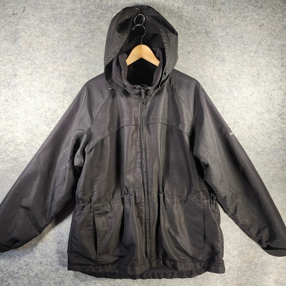 Pacific Trail Men Black Fleece Lined Hooded Parka Jacket XL Full Zip Windbreaker